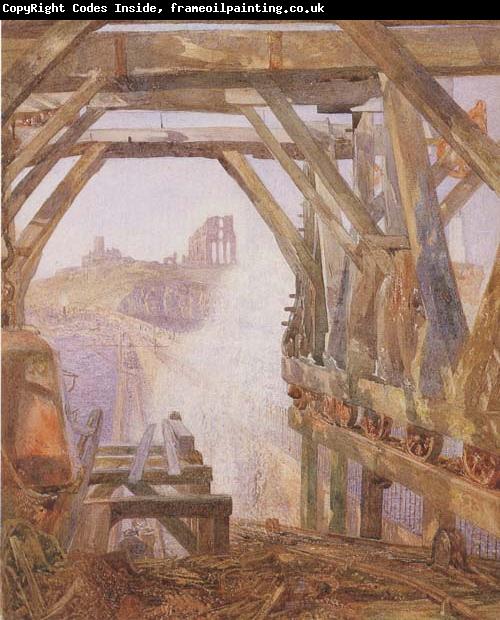 Alfred William Hunt,RWS Travelling Cranes,Diving Bell etc.on the Unfinished Part of Tynemouth Pier  (mk46)
